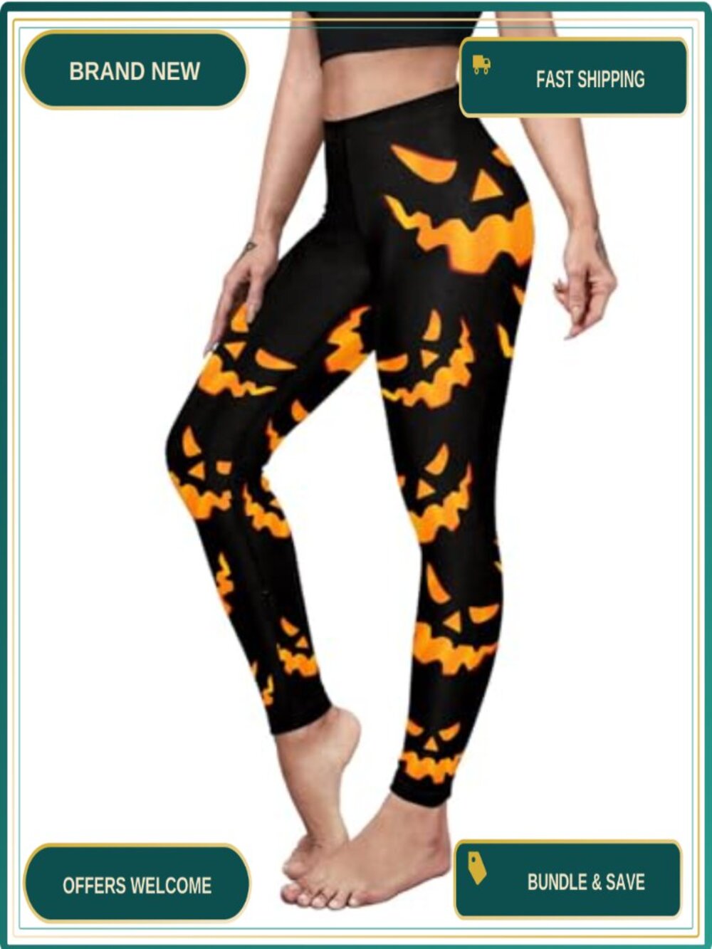 Halloween Printed Stretchy Leggings Graphic High Rise Yoga Pants
